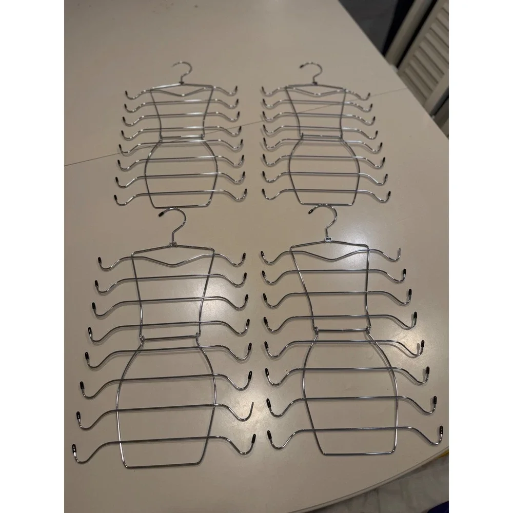 4 Pack Chrome Metal silver Swimsuit shirt tank top Display Hangers space saver